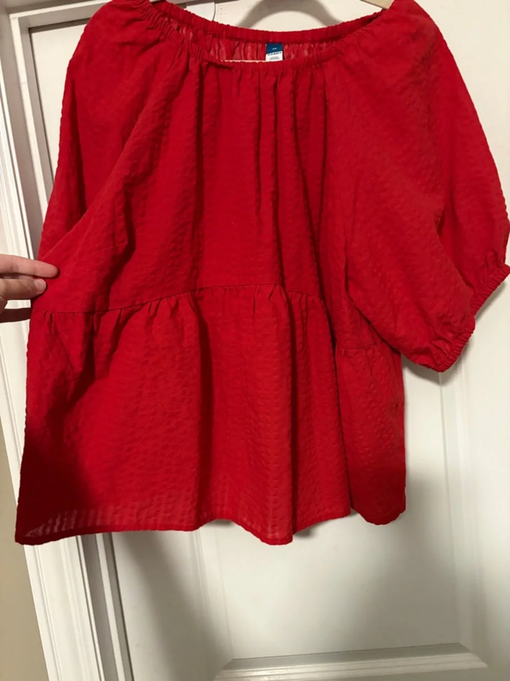 Red Women's Old Navy Peplum Top - Picture 4 of 4
